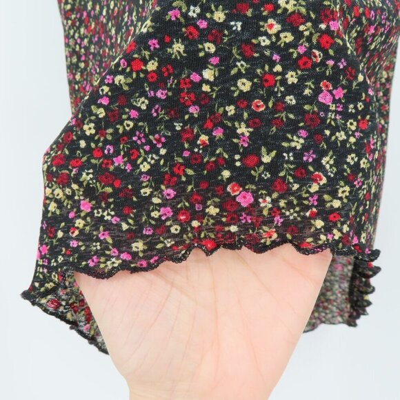 Rampage Junior Small Black Multicolor Flower Floral Mesh Spaghetti Strap Dress - Picture 4 of 10